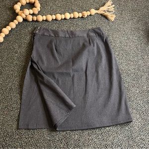 Heather Grey Wrap Midi Knee-Length Pencil High-Waist Business Casual Skirt Sz 8
